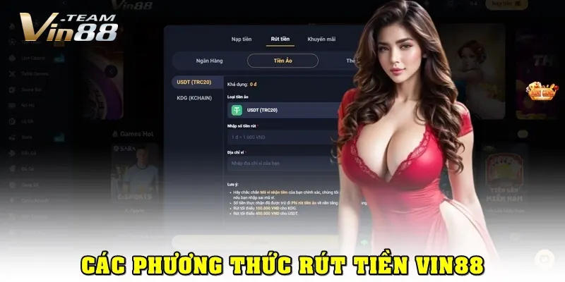 Các Phương Thức Rút Tiền Vin88 Hỗ Trợ